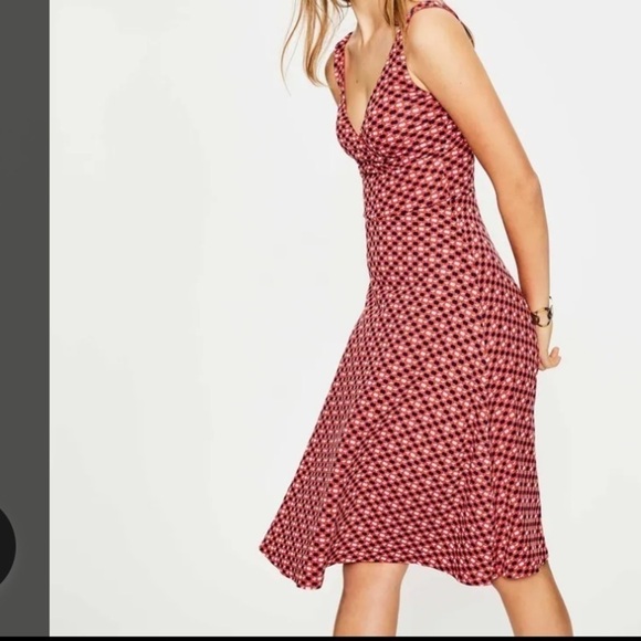 Boden Willa Jersey Dress Rosehip Apple Print size 16 L Faux Wrap Midi - Picture 2 of 6
